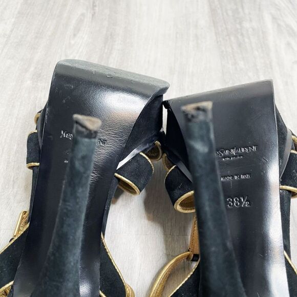 Yves Saint Laurent Tribute Black Suede Sandals - Picture 6 of 11